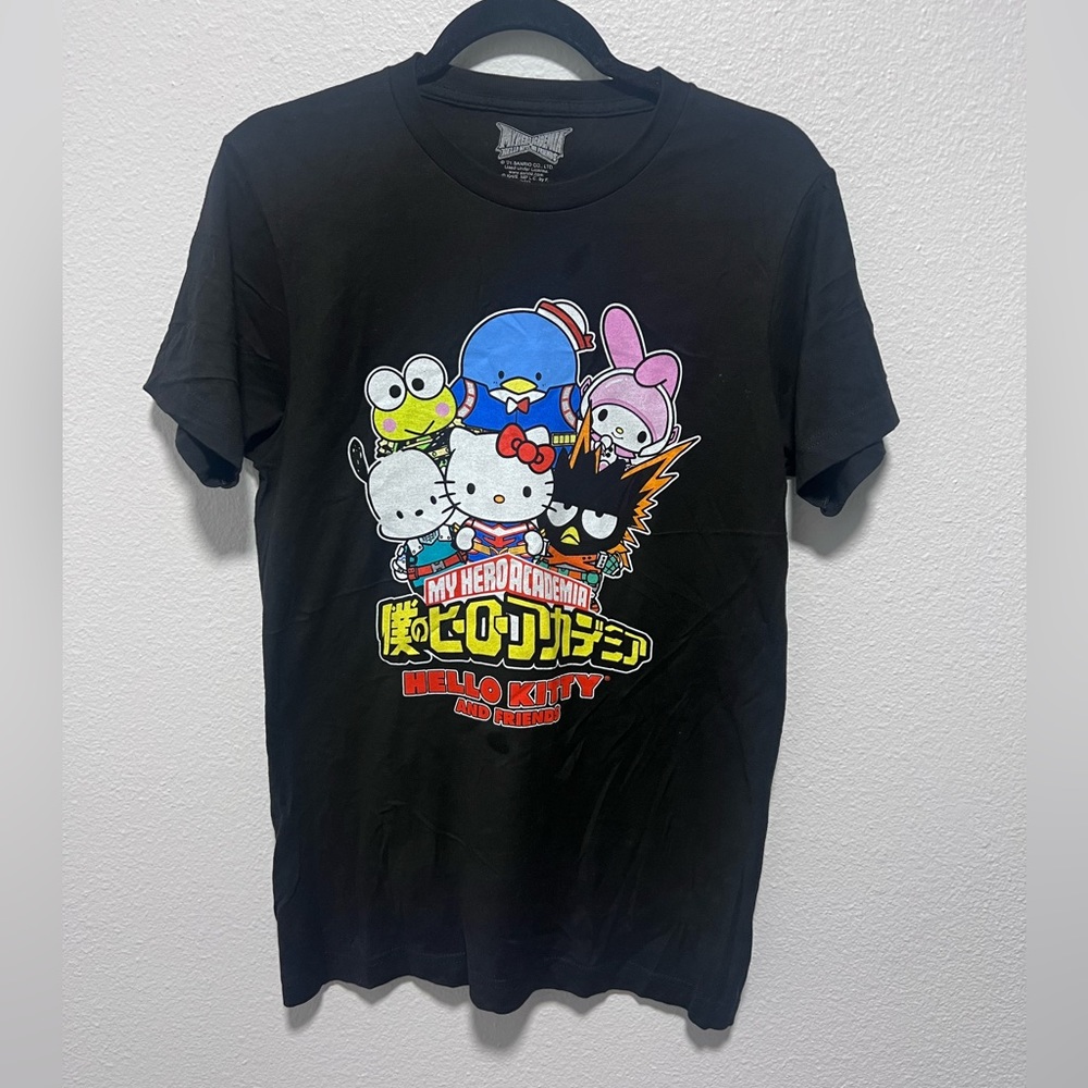 Sanrio My Hero Academia Hello Kitty and Friends Black Anime T-Shirt Size Small